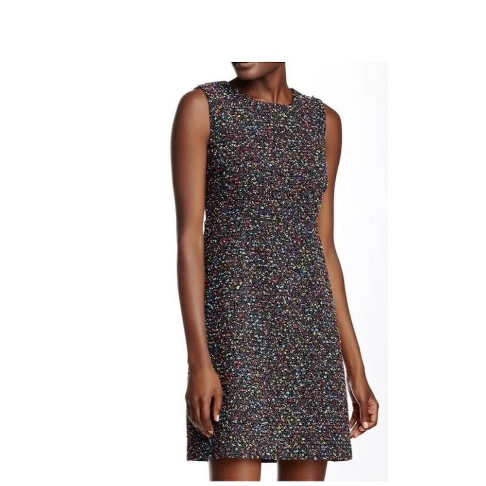 Diane Von Furstenberg DVF Carrie Boucle Tweed Dot Dress Size 10 Multicolor Short